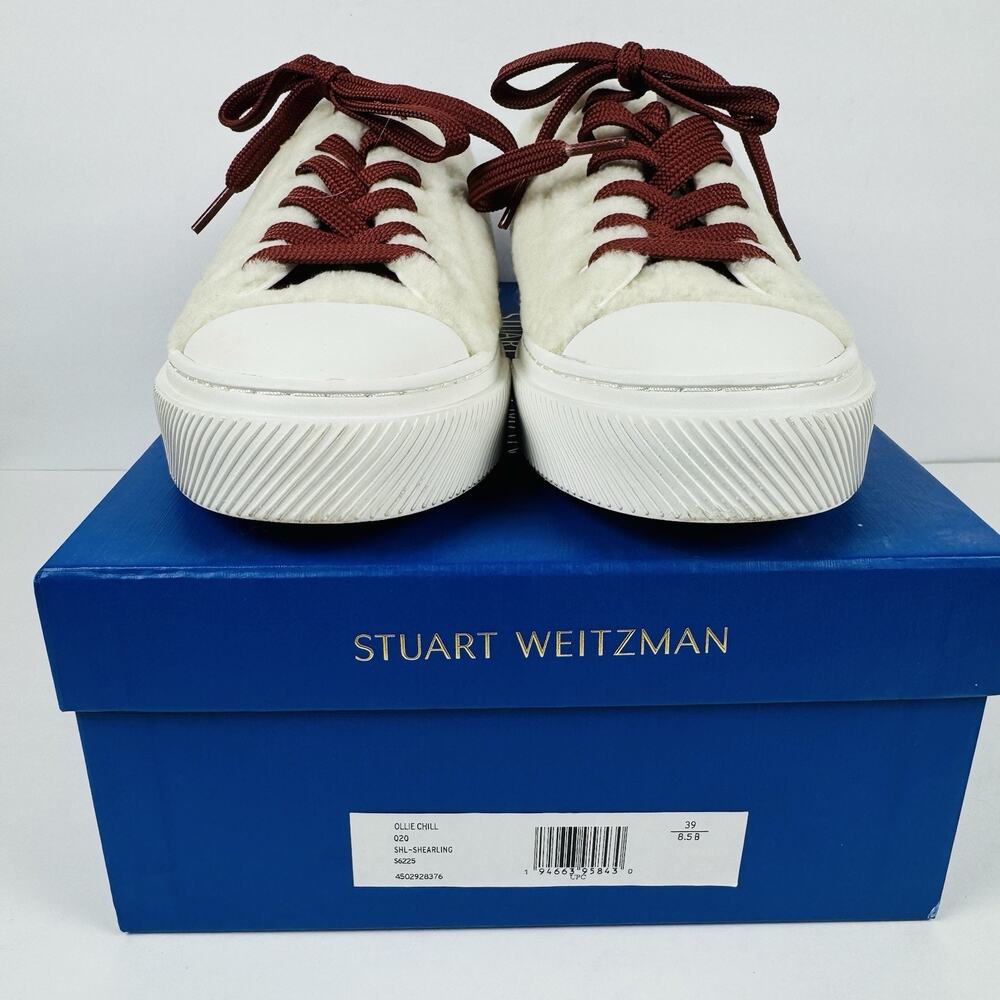 STUART WEITZMAN Ollie Chill Low-Top Shearling Sneakers Size 39 US 8.5 In Box
